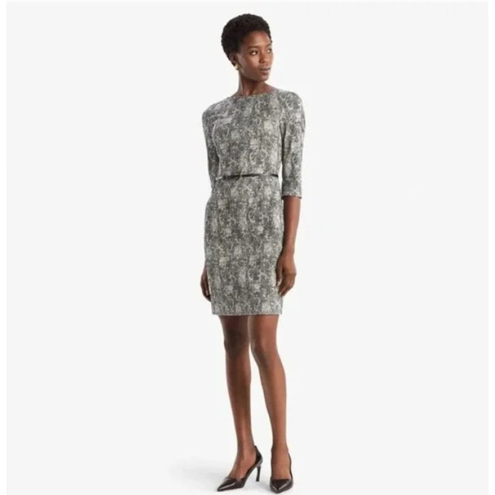MM Lafleur Etsuko Dress Crackle 3/4 Sleeve Pockets Knee Length Italian Cotton 10